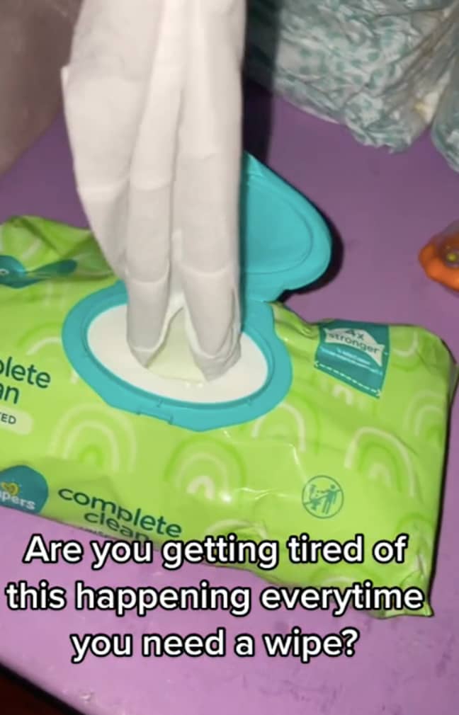 We always end up pulling out too many wipes (Credit: TikTok/@amber.s130)
