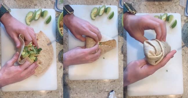 The user revealed exactly how to fold a burrito (Credit: TikTok/@f0hnzie)