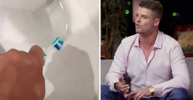 The scorned husband cleaned the toilet with his wife's toothbrush (Credit: Twitter/ Channel Nine)