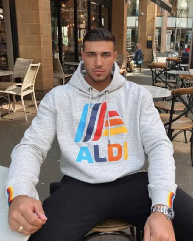 Back in April, Tommy was rinsed again after he wore an Aldi hoody on social media (Credit: Instagram/Tommy Fury)