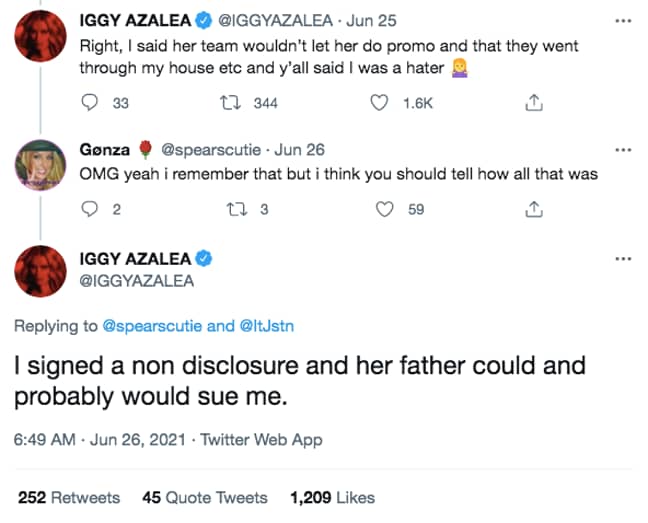Iggy shared her response to trolls criticising her for not speaking out (Credit: Twitter)