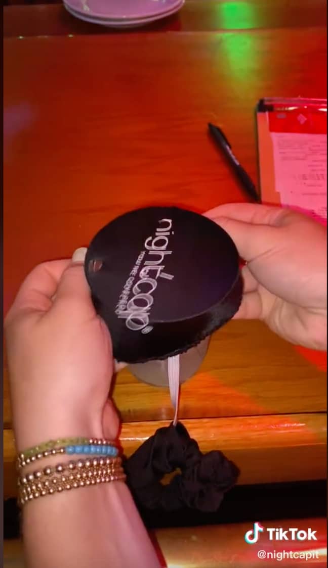 The NightCap unfolds into a lid to prevent drink-spiking (Credit: @nightcapit/ TikTok)