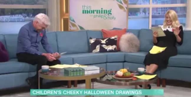 Holly and Phil got the giggles during a kids drawing segment (Credit: ITV)