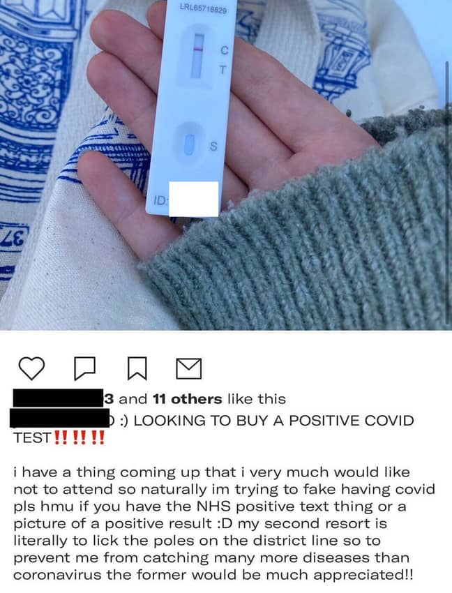 Someone has posted an ad for a positive coronavirus test on Depop (Credit: Depop/Depopdrama/Twitter)
