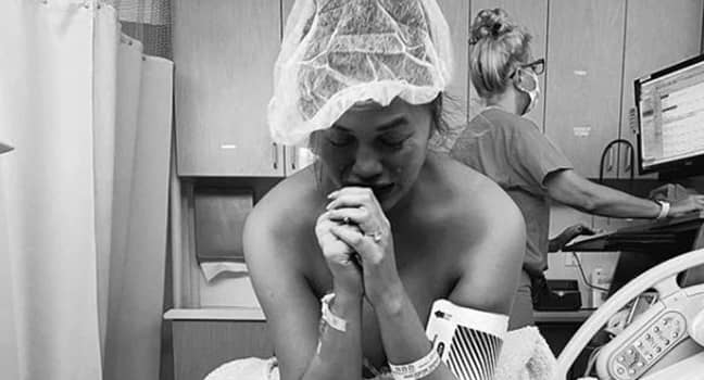 At the time, Chrissy posted a series of images from the hospital (Credit: Instagram/Chrissy Teigen)