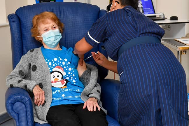 Margaret Keenan is the first person in the UK to have a vaccine (Credit: PA)