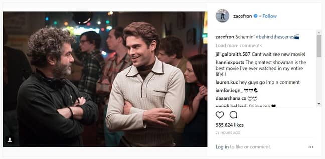 Zac has been posting behind the scenes pictures on to social media. Credit: Instagram/@zacefron