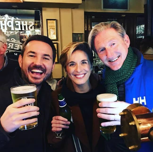The cast of Line of Duty enjoying a beer &quot;off-duty&quot; ' Credit: Martin Compston/Twitter