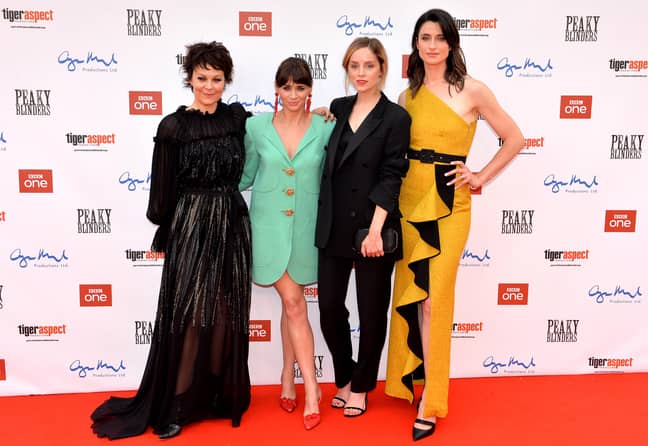 Charlene, second left, with Peaky co-stars Helen McCrory, Sophie Rundle and Natasha O'Keeffe (Credit: Alamy)