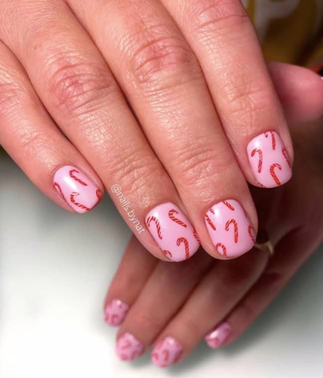 @nails.bynat's candy cane nails (Credit: Instagram/Natalie Decker)