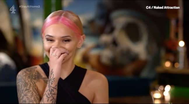 Amber cringed after Jerome made his x-rated joke (Credit: Channel 4)