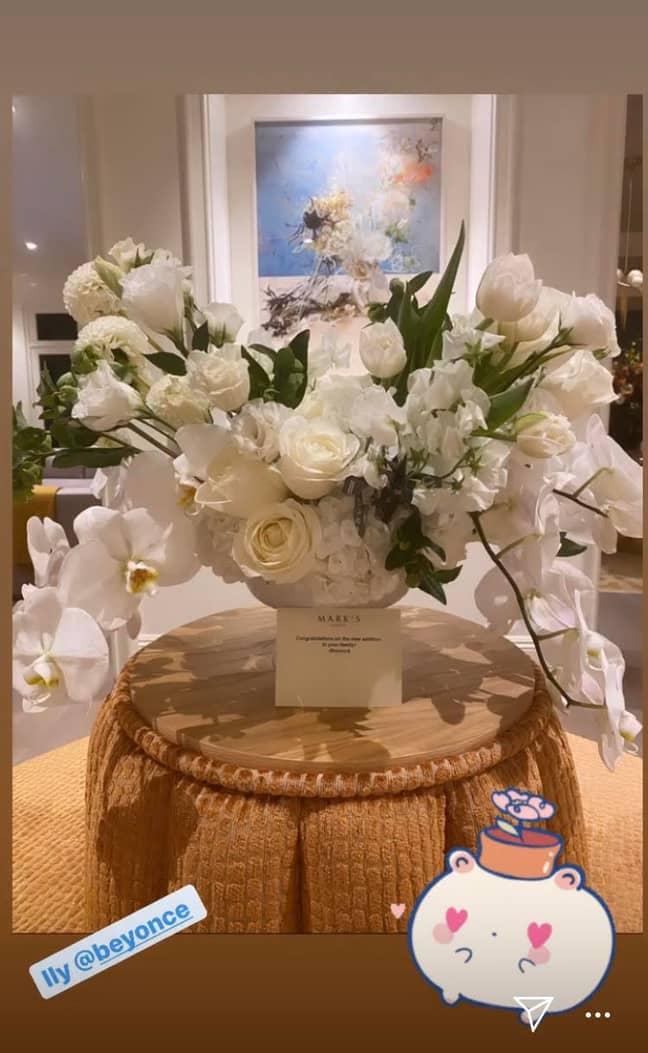 Queen Bey sent a gorgeous bunch of white blooms to celebrate the birth of little Daisy (Credit: Katy Perry / Instagram)