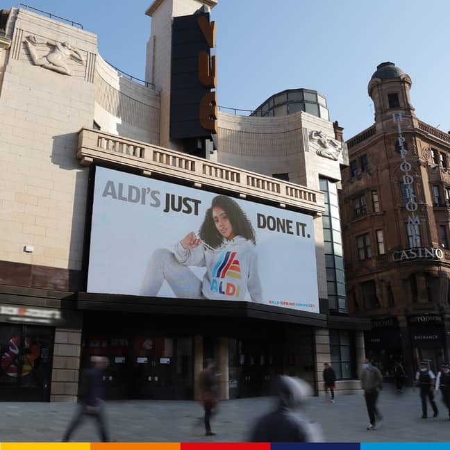 Aldi announced the range earlier this week, with a billboard in Leicester Square (Credit: Aldi)