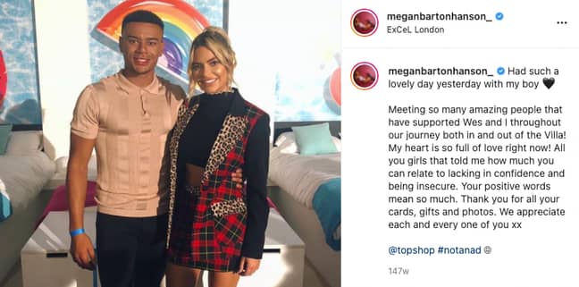Megan Barton-Hanson dated Wes Nelson after they met on Love Island (Credit: Instagram/meganbartonhanson_)