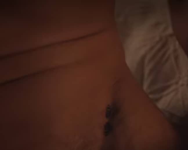 The bee tattoo is missing from the shower scene (Credit: Netflix)