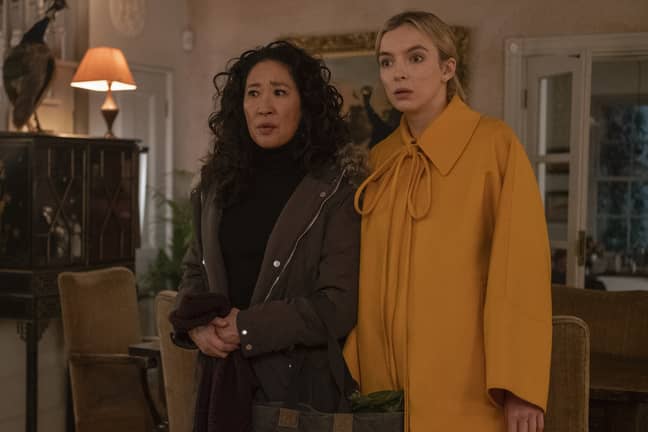 Jodie Comer and co-star Sandra Oh are friends in real life (Credit: BBC)