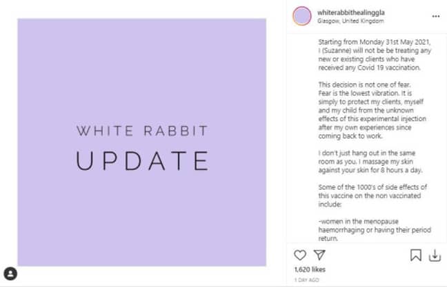 A statement was posted to the salon's Instagram account on Monday (Credit: Instagram)
