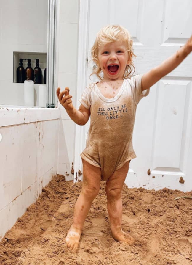 Stacey filled the bathroom with sand (Credit: Instagram)