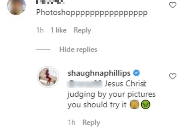The comments have been deleted as of Friday morning (Credit: Shaughna Phillips/Instagram)