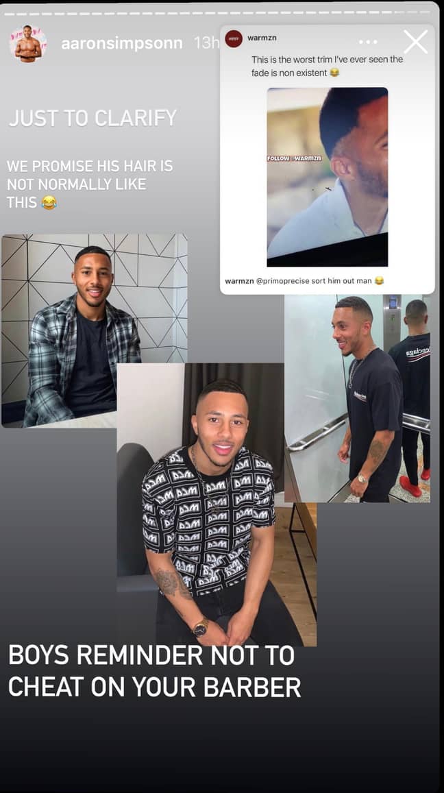 Aaron's friends and family posted on his Instagram about his haircut (Credit: Instagram)