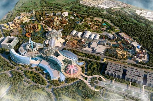 The theme park will be built on a 535 acre site on the Swanscombe Peninsula near Dartford, Kent (Credit: The London Resort)