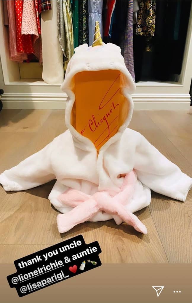 Meanwhile, Lionel Richie gifted a unicorn dressing gown and bottle of champagne (Credit: Katy Perry / Instagram)