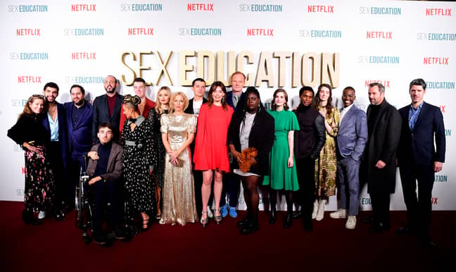 The cast of 'Sex Education' at the season 2 premiere (Credit: Netflix)