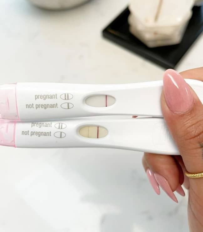 The star shared a picture of two pregnancy tests - and a lengthy caption (Credit: Instagram - malinandersson)