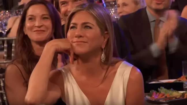 Jennifer Aniston didn't react to Brad's dig at Angelina (Credit: TNT)