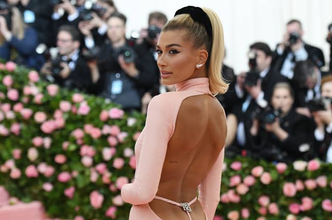 Hailey Bieber walked the red carpet at the 2019 Met Gala in a dress by Alexander Wang (Credit: Shutterstock)