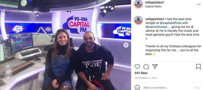 Milly Pickles in the Capital FM studio with Marvin Humes (Credit: Instagram/millypickles1)