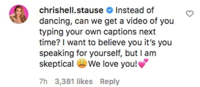 Fans, including Selling Sunset star Chrishell, were sceptical about the post (Credit: Instagram)
