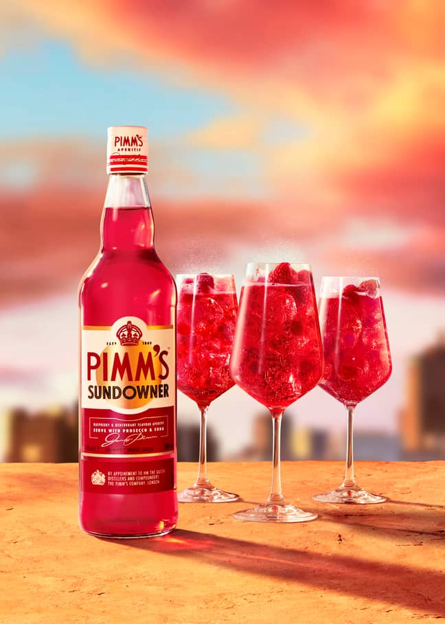The fruity bev is vibrant red in colour, featuring both raspberry and tart redcurrant flavours (Credit: Pimm's)