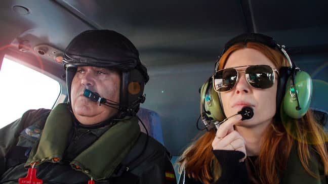 Stacey goes on patrol with the air force team of the Guardia Civil (Credit: BBC)