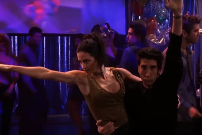 The episode saw Monica and Ross recreate their high school dance routine (Credit: NBC)