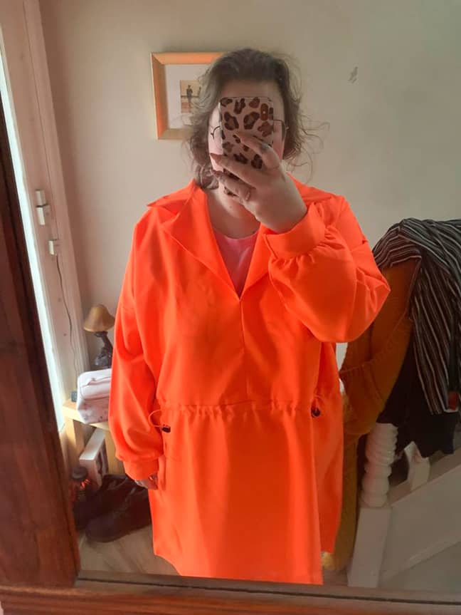 Beth ordered a dress and ended up with a garment resembling a 'high vis jacket' (Credit: Caters)