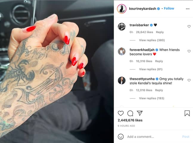 Kourtney Kardashian and Travis Barker became Instagram official on Tuesday (Credit: Kourtney Kardashian/ Instagram)