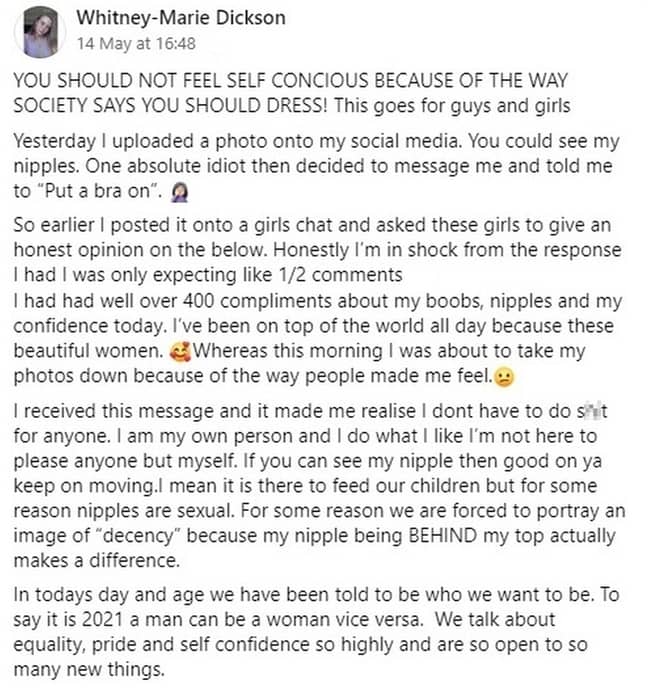 Whitney found a lot of support when she shared her story to social media (Credit: Whitney Dickson)