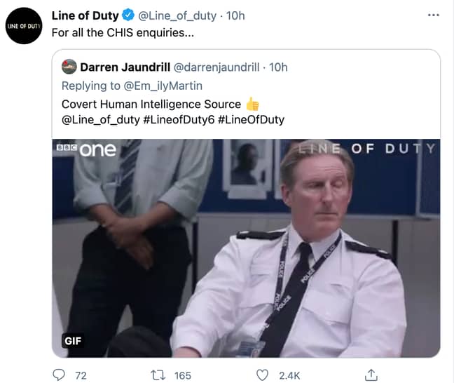 Even the Line of Duty Twitter account responded (Credit: Twitter)